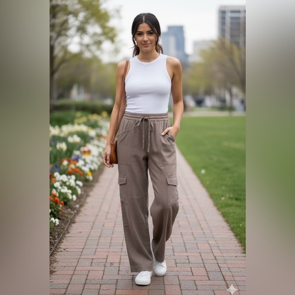 Madewell Pants - Madewell Cargo pants High Rise Relaxed Drawstring Viscose Small casual
